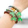 Volcanic Stone Beaded Bracelet With Leaf Clover