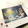 2 PCS Christmas Placemats, Table Mats for Dining Kitchen Table, Vinyl Non-Slip Washable PVC Heat Resistant Woven Place Mats