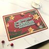 2 PCS Christmas Placemats, Table Mats for Dining Kitchen Table, Vinyl Non-Slip Washable PVC Heat Resistant Woven Place Mats