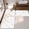 45*75cm/45*120cm black and white marble bath toiet Mat PU Leather Wear Resistance Bathroom Floor Mat No Stains Quick Drying Rubber Non-Slip Shower Mat 