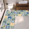 Bohemian bath toiet Mat PU Leather Wear Resistance Bathroom Floor Mat No Stains Quick Drying Rubber Non-Slip Shower Mat 