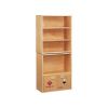 WOODEN SHELVING UNIT, W/COMBO AC