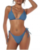 Women's Sexy Lace-up Bikini Two-Piece Set XL Size Waterproof High Waist Bottoms Triangle Briefs Swim Trunks Lace-up