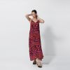 Women's Customised Plus Size Digital Printed Tie-Back Spaghetti Maxi Kaftan Dress