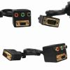 PC VGA Male to VGA Female and 3 RCA Splitter Cable, Twin VGA One-to-Two Splitter Cable 