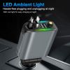 Upgraded 120W Retractable USB C Car Charger,New Starry Sky 4 in 1 Starlight Projection in Car Fast Charging Car Charger Adapter
