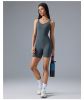 Strappy Yoga Bodysuit - Sexy V-Neck with Padded Bra & Backless Design - Women's Workout Shorts Romper D25107