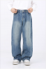 Classic Blue Straight-Leg Jeans Unisex Loose Fit