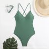 Solid Color One-Piece ...