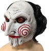 Halloween Saw Latex Mask Creepy Movie Theme Cosplay Man Prank Chainsaw Grimace Horror Headwear Masks