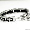 Men 316L Titanium Steel Cross Bangle Bracelets W12