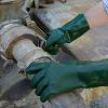 DDsafety 77+countries,35cm Long Factory Wholesale double Dipped Dark green PVC Oil Chemical Resistant Industrial Working Gloves