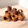  Acacia Wood Napkin Rings - Natural Wooden Table Decoration