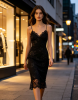 Black Floral Lace V-ne...
