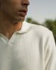 White Open Collar Knit...