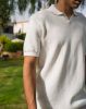 White Open Collar Knit...