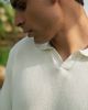 White Open Collar Knit...
