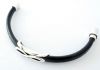 INFINITY Black Leather Bracelet with Magnetic Clasp - Chrome