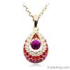 18K Gold Green Indian Princess Tear Drop Crystal Pendant Jewelry Neckl