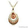 18K Gold Green Indian Princess Tear Drop Crystal Pendant Jewelry Neckl