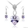 Purple Crystal Love Heart Necklace Sets