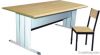 Wooden top metal frame office table computer desk with drawer cabinet