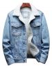 Top Trendy Wholesale Custom Made High Quality Men's Denim Jacket With Sherpa Fur Inside Customized Design Denim Jacket for Men's