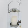 Stainless Steel Base Glass Lampshade Candle Holder Simple Pull Ring Handle Metal Glass Candle Holder