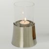 Stainless Steel Base Glass Lampshade Candle Holder Simple Pull Ring Handle Metal Glass Candle Holder