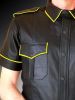 REAL LEATHER Men Black Police Military Style Shirt BLUF GAY All Sizes Available