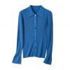 2026 Lady's Shirt Knit Button-up Cardigan Solid color