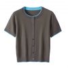 2026 Lady's Lyocell T-shirt  Round neck Button-up Cardigan