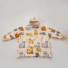 Oversized Wearable Cozy Printed Fleece Sherpa Hoodie Blanket with Pocket