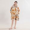 Oversized Wearable Cozy Printed Fleece Sherpa Hoodie Blanket with Pocket