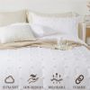 3PCS STUAA White Comforter Pom Pom Washable Ultra Soft All Season Down Alternative Comforter