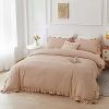 3Pcs in a bag Queen Ruffled Comforter Set Vintage Farmhouse Shabby Chic Bedding Soft Duvet Set All Season