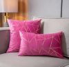 Velvet Cushion Cases Decorative Gold Foil Geometric Pattern Soft Square Throw Pillow Covers