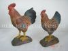 wooden hen and rooster