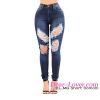 Dear-lover  Blue Denim Wash Ripped Cutout Skinny Jeans