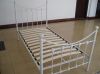 metal double bed with wooden base