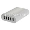 5 Port 50W 5V/10A USB Travel Charger Family Office Desktop Power Adapter for iPad, iPhone 6 Plus 5S 5C 5 4S, iPad Air Mini, Samsung Tablets, Galaxy S5 S4 S3, Galaxy Note 4 3 2, LG G3, Smartphones, Tablets, iPods, Other 5V USB Charged Devices