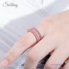 Sobling rectangle 1.5x3mm Clear AAA Cubic Zirconia eternity Ring band by 925 sterling silver yellow Gold Color Women wedding Jewelry