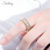 Sobling rectangle 1.5x3mm Clear AAA Cubic Zirconia eternity Ring band by 925 sterling silver yellow Gold Color Women wedding Jewelry