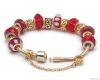 Wholesale European gold red charm beads bracelets jewelry