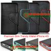 New Textured Slim Wallet Leather Case for iPhone 4G 4 4th Gen