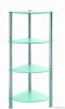 SS free standing triangle bathroom glass 4 shelf