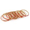 Red N Gold Shimmer Metal Seed Bead Bangle