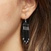 Trendy Fashionable Alloy Metal Black Silver Bead Tassel Drop Earrings (1 Pair)