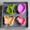 4pcs Plastic Easter theme plunger cutter set(4clorways at random), Ester egg turkey butterfly rabbit shapes