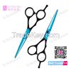 China Hair Scissor Blue Titanium 420J2 Steel Hair Cutting Scissor Set E1S